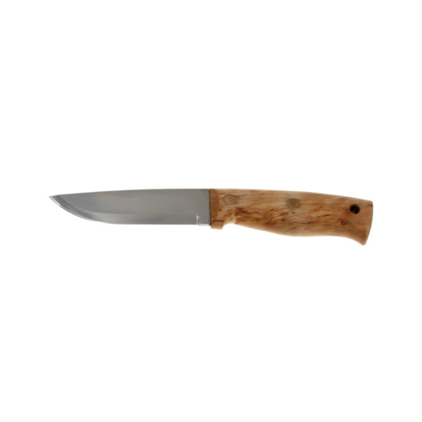 Helle Temagami håndlavet bushcraft kniv med birketræ håndtag og fast klinge