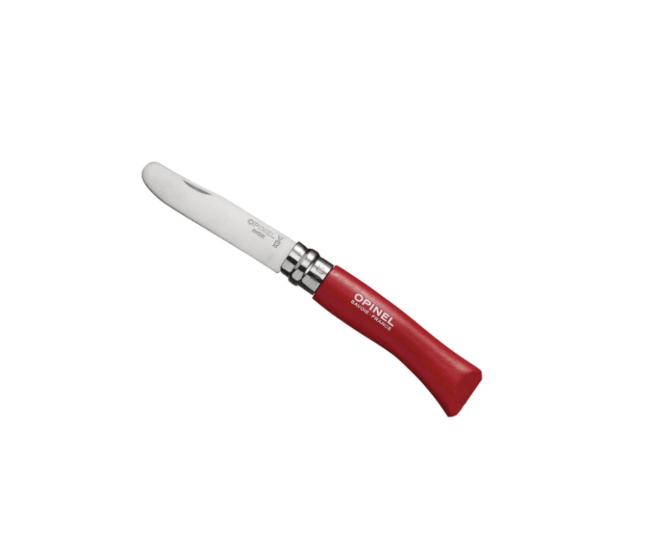 Opinel My First Red børnekniv med afrundet spids og rødt træskaft