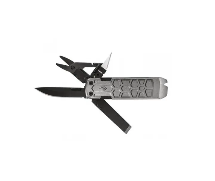 Gerber Lockdown Pry multitool udfoldet med kniv, saks og flere integrerede funktioner