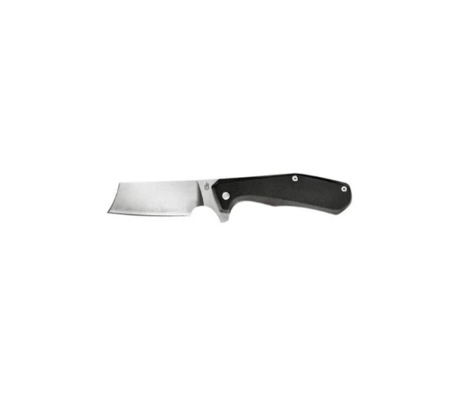 Gerber Asada Folding Cleaver foldekniv med bred cleaver-klinge og sort skaft på hvid baggrund