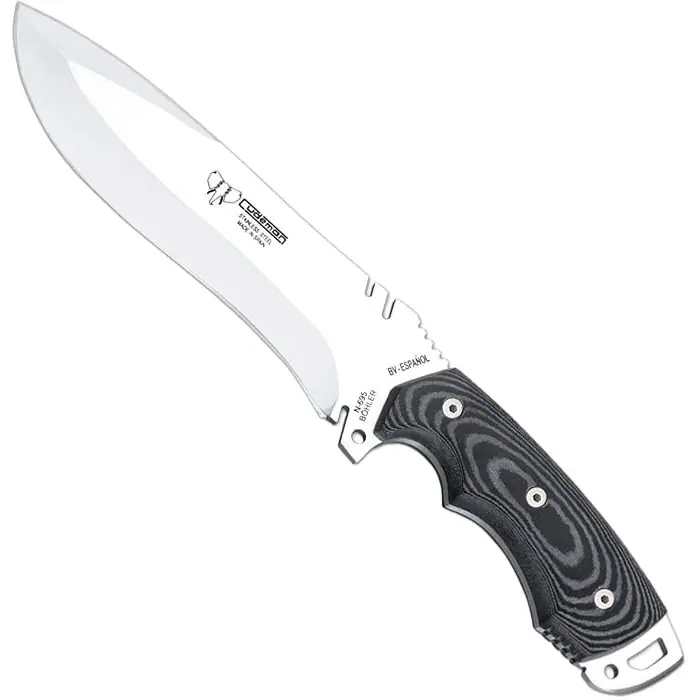 Cudeman 299-B-K Bushcraftkniv – Svart Micarta med Röd Spacer