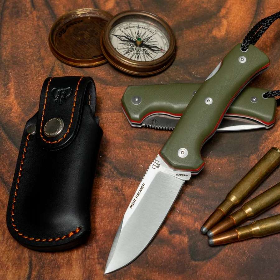 Cudeman Mini Ranger 337-GVF foldekniv med grønt G10-skæfte og satinpoleret klinge i N690Co-stål.