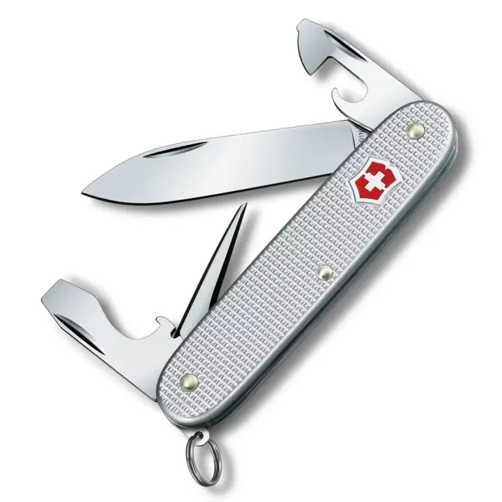 Victorinox Pioneer Alox lommekniv med 8 funktioner, sølv Alox håndtag og åbne værktøjer